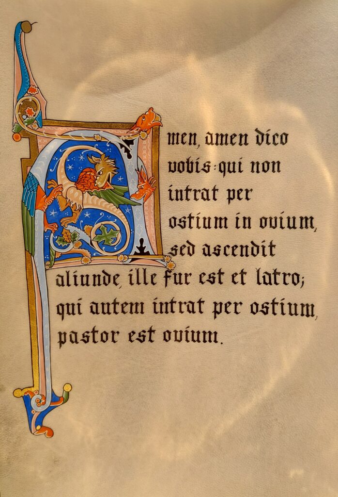 kaligrafia Wieliczka, kaligrafia małopolska, inicjał A, pismo święte kaligrafia