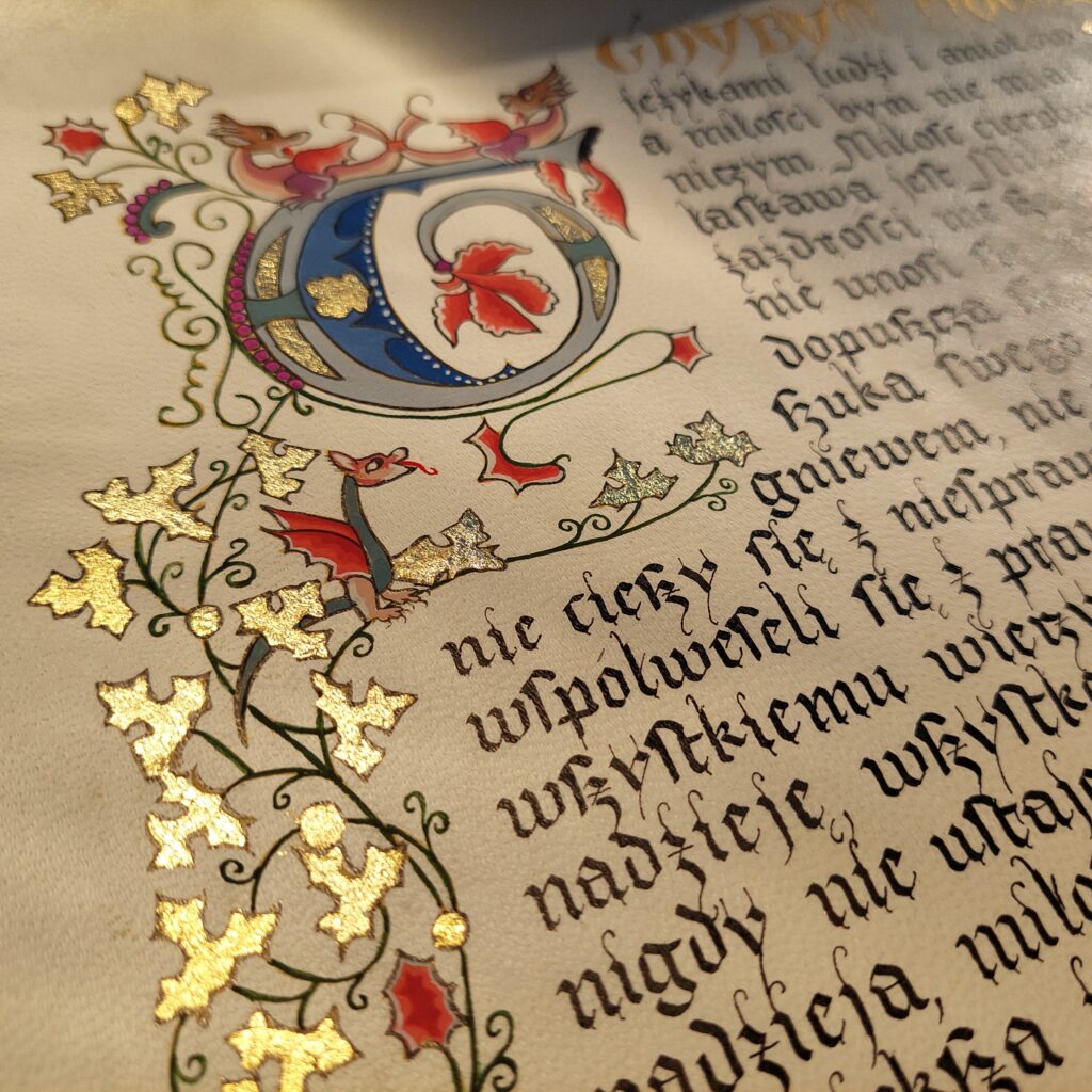 Pismo Święte kaligrafia, kaligrafia ślubna Kraków, kaligrafia ślubna Wieliczka
