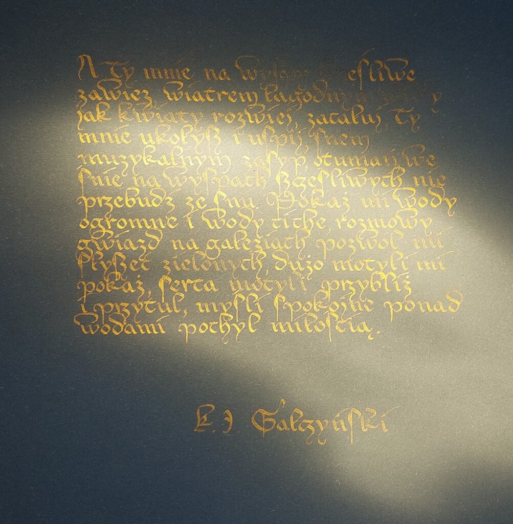 kaligrafia poezja, Konstanty Ildefons Gałczyński, kaligrafia Kraków, kaligrafia Wieliczka